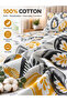 Bedsheet Set, Abstract Leaf Pattern, 100% Cotton, 125 GSM - 3
