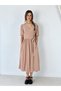 Lady Belted Double Breasted Short Sleeve Dress Women's Skin Color - 7