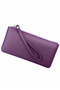 Genuine Leather Multi-Compartment Zippered Unisex Wallet with Wrist Strap Purple - 4