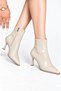 Women's Pointed Toe Patent Leather Beige Sérena Heeled Zippered Boots - 2