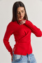 Women's Red Double Breasted Button Detailed Mercerized Knitwear Blouse Tk261141 60286609