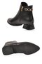 Black Leather Zippered Stone Detailed Women's Heeled Boots Stylish Comfortable Office Event Daily Boots 248286 - 5