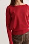 Women's Brown-Red Cashmere Textured Waist-Hugging Striped Boat Neck Oversize Knitwear Sweater Tk251184 60286615 - 6