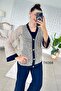 Sequined Mesh Cardigan 3-Piece Modal Set 7K068 - 2