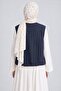 Quilted Short Vest with Pockets Dark Blue - 4