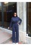 Women's Half Fisherman Draped Top Wide Leg Pants Two-Piece Set - 5