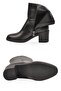 Black Leather Zippered Women's Heeled Boots Daily Office Event Stylish Comfortable Boots 224572 - 5