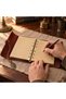 A5 Vintage PU Leather Journal, 6-Ring Loose Leaf Notebook with Pendant