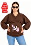 3 Yarn Combed Cotton Baby Printed Pregnant Women's V-Neck Sweatshirt Jr3