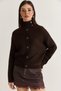 Women's Bitter Brown Turtleneck Button Detailed Knitted Sweater Cardigan Cln40 60286617 - 3