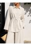 Wide Sleeve Belted Trouser Suit - 61858 - Cream - 2