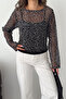 Women's Sequined Transparent Blouse and Strappy Tank Top 2-Piece Set - 2