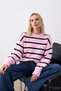 Women's Oversize Striped Soft Textured Pink Sweater-00553667 - 2