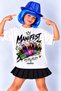 Manifest T-Shirt T-Shirt Set Manifest Zoktay Blue Wig + Face Stone + Glow Bracelet + Sequined Hat Party Concert Birthday - 2