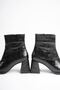 Women's Crocodile Black Winter 7 cm Thick Heeled Boots Tr08Mk03A - 8