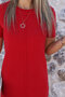 Red Collar Detail Short Sleeve Knitwear Dress - 4