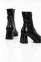 Women's New Season Patent Leather Pointed Toe Vittoriá Black Heeled Zippered Boots - 5