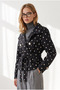 Women's Black Lined Polka Dot Crop Trench Coat Trc-00000016