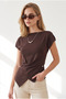 Women's Brown Collared Button Detailed Viscose Knitwear Blouse Blz-19003476 - 3