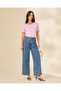 Women Pink Knitted Crew Neck Short Sleeve Sweater - 5