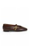 Brown Leather Ankle Strap Stylish Comfortable Sole Women's Ballerinas 312654 - 2