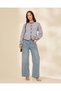 Women Grey Knitted Button Front Crew Neck Sweater - 2