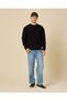 Men Black Ribbed Crewneck Sweater - 2