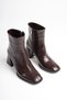 Women's crocodile embossed coffee brown winter boots with 7 cm chunky heel tr08mk03c - 4