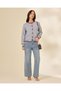 Women Grey Knitted Button Front Crew Neck Sweater - 5