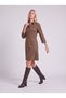 Women's Brown Suede Collared Zipper Dress - 6