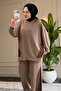 6686 - Stylish, Comfortable, Loose-Fitting Viscose Soft Modal Fabric Zipper Detailed Peach Fabric Garnished Women's Suit - 5