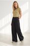 Women's Black Pleated Detailed Draped Trousers with Pockets Pnt-19000422 - 2