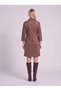 Women's Brown Suede Collared Zipper Dress - 4