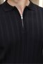 Black Zippered Polo Collar Textured Men's Knitwear Sweater E7523 - 4