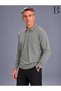 Relaxed Fit Collared Wool Winter Light Gray Men's Dad Sweater with Pockets - 2
