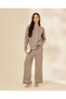 Women Taupe Knitted Round Neck Long Sleeve Sweater - 5
