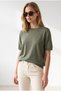 Women's Khaki Soft Textured Draped Basic Knitwear Sweater Kzk-19001189 - 4