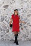 Red Collar Detail Short Sleeve Knitwear Dress