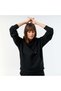 سترة بقلنسوة سادة مع جيب كانجارو باللون الأسود