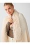 Stone Faux Fur Detailed Woven Shawl - 2