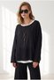 Women's Black Boho Necklace 2-Piece Loose Fit Blouse Blz-19003385 - 2