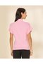 Women Pink Knitted High Neck Short Sleeve Sweater - 3