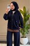 6653 - Stylish Comfortable Loose Viscose Soft Modal Fabric Peach Fabric Garnished Zippered Hooded Women's Set - 6