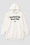 Women's Hooded Letter Printed Ecru Tunic Sweatshirt - 2