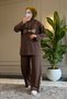 6657 - Stylish, Comfortable, Loose-Fitting Viscose Soft Modal Fabric Hooded Detailed Peach Fabric Garnished Women's Set - 2