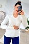 V-Neck Sleeves Metal Buttoned Knitwear Blouse 7K091 - 5