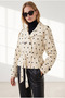 Women's Ecru Lined Polka Dot Crop Trench Coat Trc-00000016 - 2