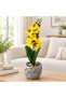 Artificial Orchid Flower Plant with Ceramic Pot Yellow – 40cm - 3
