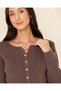 Women Brown Knitted Crew Neck Sweater - 4