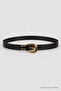 Gold Buckle Faux Leather Belt Lkm0011 Black